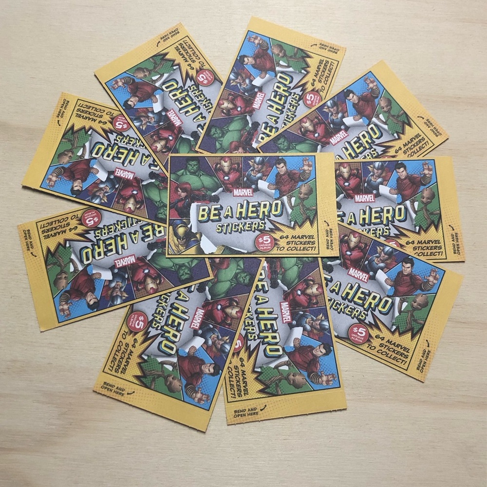 Loblaws Marvel “Be A Hero” Stickers - 10 UNOPENED Packs (2025)